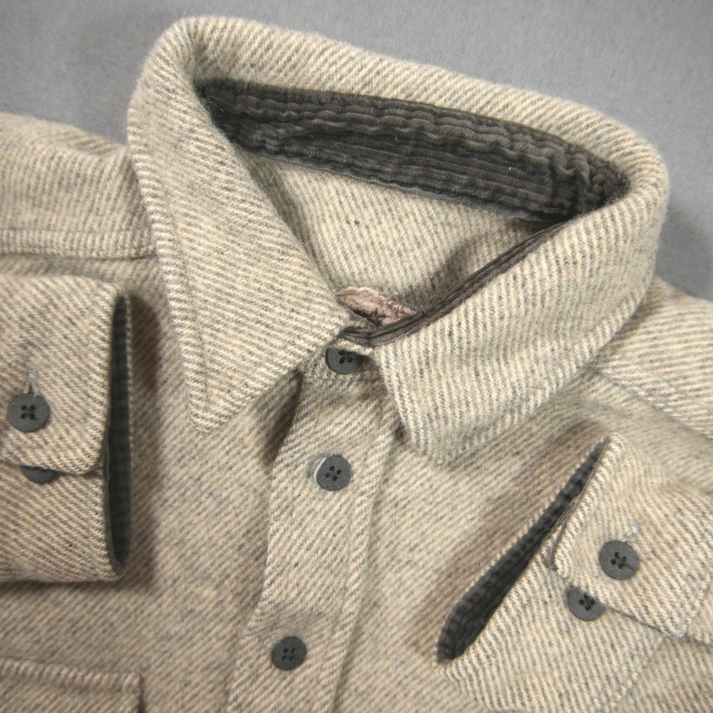 VTG USA Woolrich Wool Twill Flannel Point Collar Western Men Shacket Shirt L
